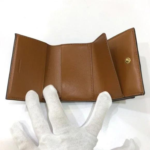 CELINE Triomphe Small trifold Compact wallet Trifold wallet PVC/Leather Brown - Picture 10 of 16